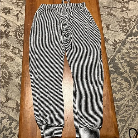 Caution To The Wind Black and White Striped Joggers - Picture 3 of 3
